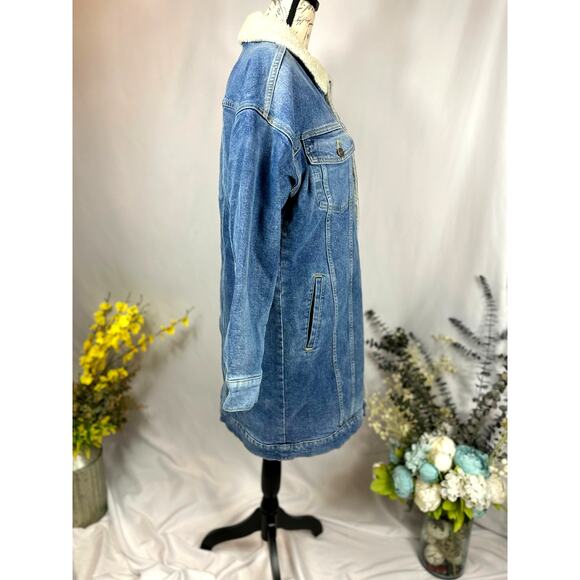 LNDN Landon Denim Sherpa Lined Trench Jacket Medium Wash XS/S - Picture 9 of 16
